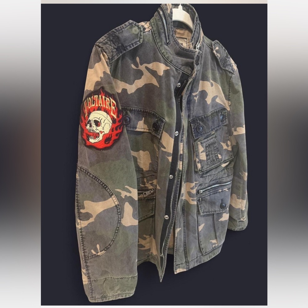 Zadig & Voltaire Camouflage Field Jacket with Skull Patch